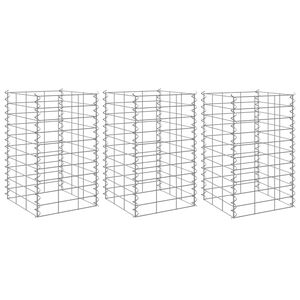 vidaXL Straturi &icirc;nălțate gabion, 3 buc., 30x30x50 cm, fier