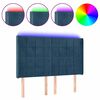 vidaXL Tăblie de pat cu LED, albastru &icirc;nchis, 147x16x118/128cm catifea