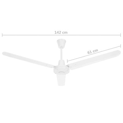 vidaXL Ventilator de tavan, alb, 142 cm