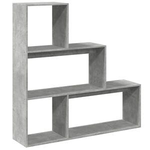 vidaXL Bibliotecă/separator 3 niveluri gri beton 123x29x123 cm lemn