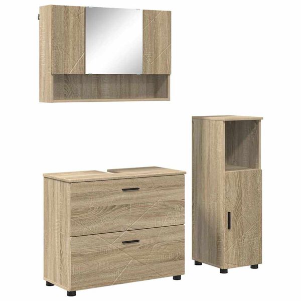 vidaXL Set de mobilier pentru baie cu sertar 3 pcs Stejar Sonoma