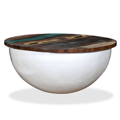 vidaXL Măsuță de cafea, alb, lemn masiv reciclat, formă bol