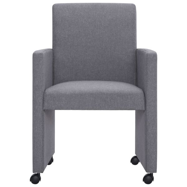 vidaXL Scaune de bucătărie, 2 buc., gri deschis, material textil