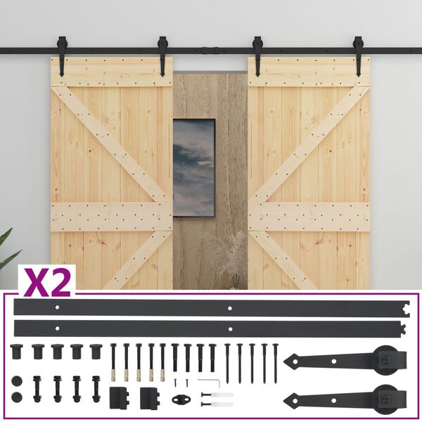 vidaXL Ușă glisantă cu set feronerie, 80 x 210 cm, lemn masiv de pin