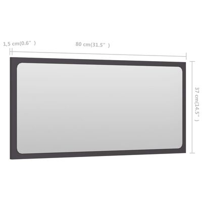 vidaXL Oglindă de baie, gri, 80x1,5x37 cm, PAL