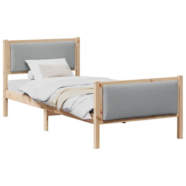 vidaXL Cadru de pat cu headboard Gri deschis 90 x 190 cm țesătură