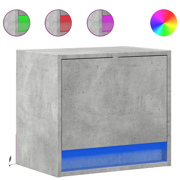 vidaXL Noptiere montate pe perete cu lumini LED, 2 buc., gri beton