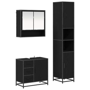 vidaXL Set de mobilier pentru baie 3 pcs Stejar Negru Lemn compozit