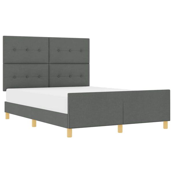 vidaXL Cadru de pat cu headboard Gri &icirc;nchis 160 x 200 cm țesătură