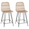 vidaXL Scaun de bar 2 buc. natural 44 x 54 x 96 cm Rattan și oțel