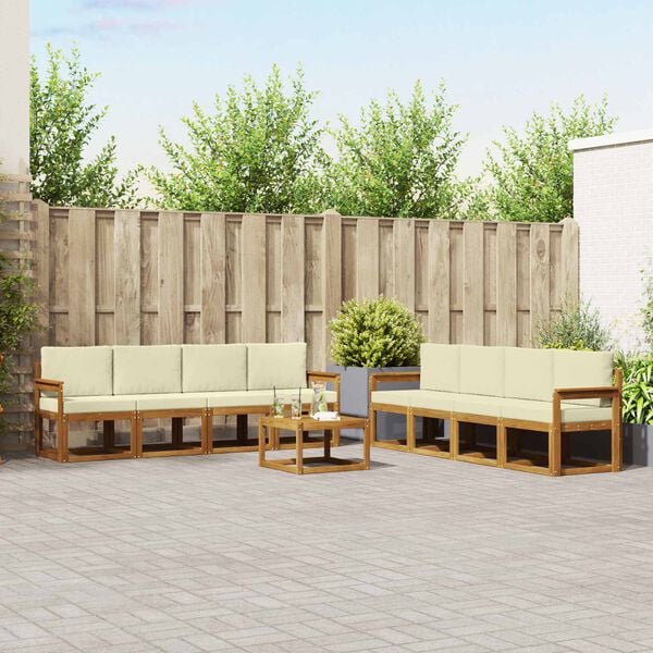 vidaXL Set de canapele de exterior cu pernă 9 pcs Natural și Crem