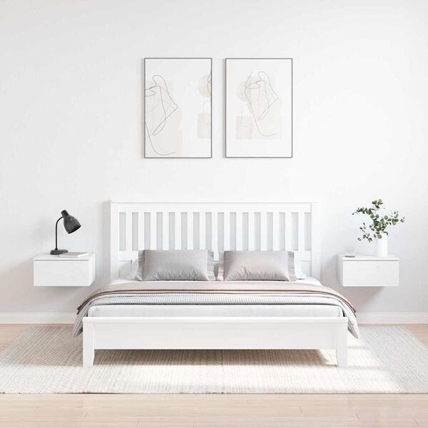 vidaXL Noptieră 2 pcs Alb 37 x 35 x 18,5 cm Lemn masiv de pin