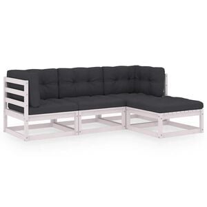 vidaXL Set mobilier de grădină cu perne, 4 piese, lemn masiv de pin