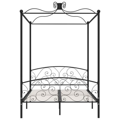 vidaXL Cadru de pat cu baldachin, negru, 120 x 200 cm, metal