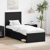 vidaXL Cadru de pat cu headboard Negru 75 x 190 cm Lemn de pin masiv