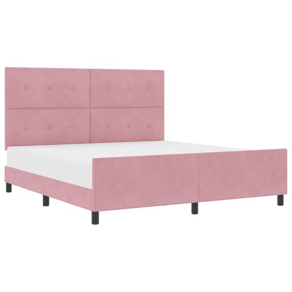 vidaXL Pat cu arcuri cu headboard Roz 180 x 200 cm Catifea