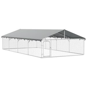 vidaXL Padoc pentru c&acirc;ini de exterior, cu acoperiș, 600x300x150 cm