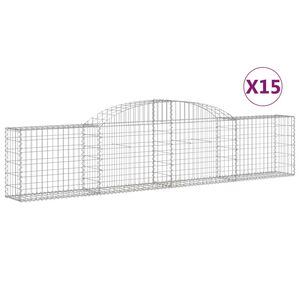 vidaXL Coșuri gabion arcuite, 15 buc., 300x30x60/80cm, fier galvanizat