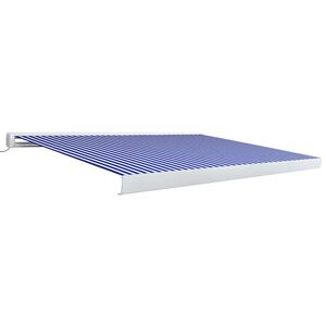 vidaXL Copertină motorizată tip casetă, albastru și alb, 400 x 300 cm