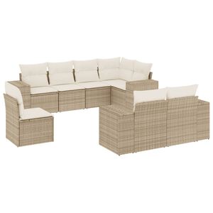 vidaXL Set canapele de grădină, 8 piese, cu perne, bej, poliratan