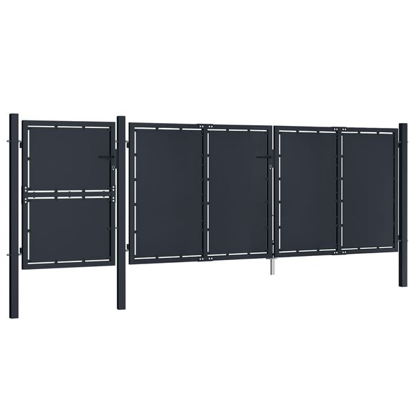 vidaXL Poartă de grădină, antracit, 4 x 1,75 m, metal