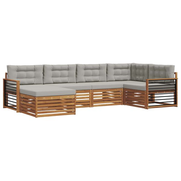vidaXL Set de canapele de exterior 6 pcs Gri natural și deschis