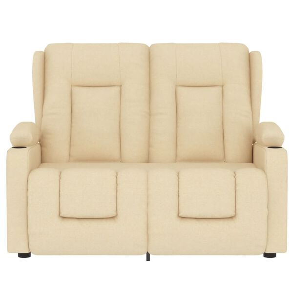 vidaXL Fotoliu masaj rabatabil cu 2 locuri/suport pahar, crem, textil