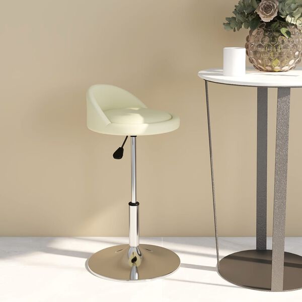 vidaXL Scaun de bucătărie pivotant, crem, piele ecologică