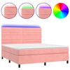 vidaXL Pat continental cu saltea & LED, roz, 120x200 cm, catifea