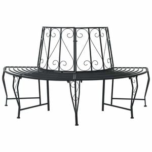 vidaXL Bancă cu arbori 4-Număr de locuri 160 x 80 x 89 cm Oțel Negru