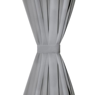 vidaXL Draperii micro-satin cu bride 2 buc, 140 x 245 cm, gri