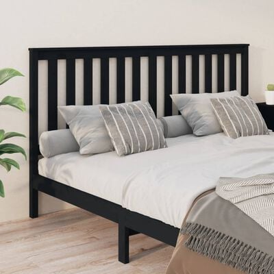 vidaXL Tăblie de pat, negru, 186x6x101 cm, lemn masiv de pin