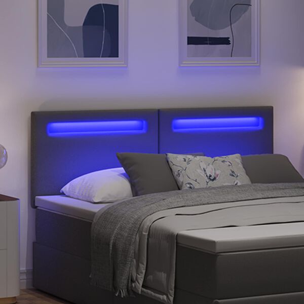 vidaXL Tăblie LED Gri 160 cm Piele artificială