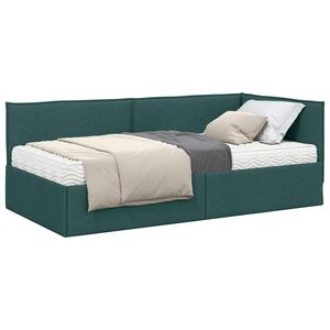 vidaXL Cadru de pat colțar cu saltea cu headboard 2 pcs Verde Catifea