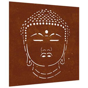 vidaXL Decor perete de grădină 55x55 cm design cap Buddha oțel Corten