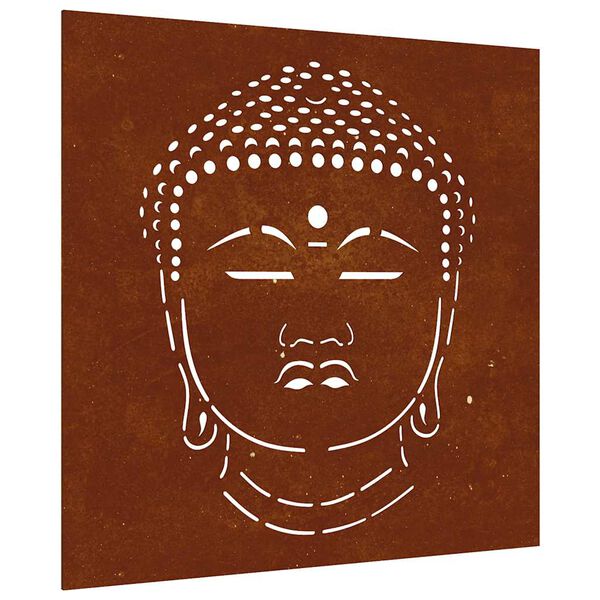 vidaXL Decor perete de grădină 55x55 cm design cap Buddha oțel Corten