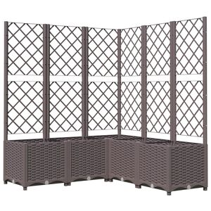 vidaXL Jardinieră de grădină cu spalier, maro, 120x120x136 cm, PP