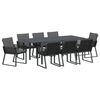 vidaXL Set de masă pentru grădină 9 pcs Negru poliratan