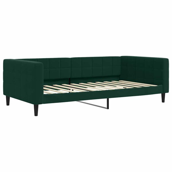 vidaXL Pat de zi cu extensie și saltele verde &icirc;nchis 100x200cm catifea
