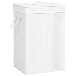 vidaXL Coș de rufe din bambus cu 2 secțiuni, alb, 72 L