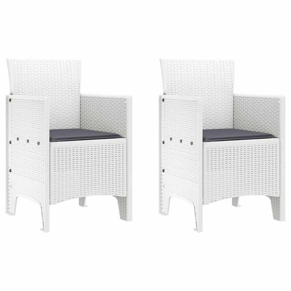 vidaXL Scaun pentru Grădină 2 pcs Alb Dimensiune: 53 x 49 x 85 cm