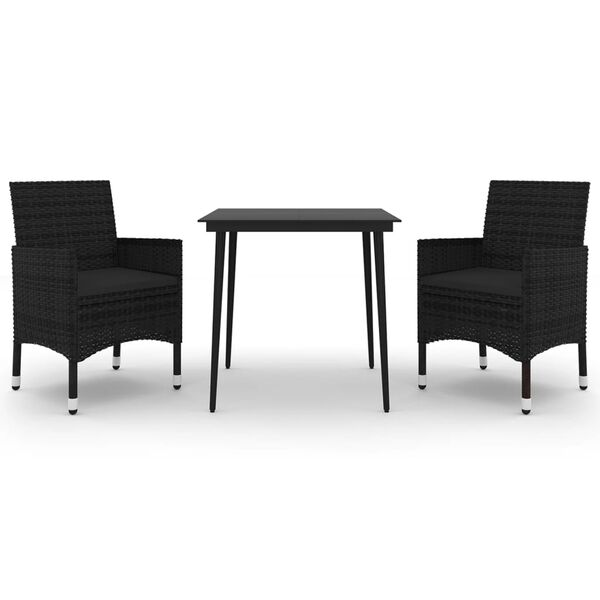 vidaXL Set mobilier de grădină cu perne, 3 buc, poliratan și sticlă