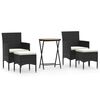 vidaXL Set mobilier grădină, 5 piese, negru, poliratan și lemn acacia