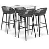 vidaXL Set mobilier de bar, 5 piese, alb și gri