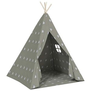 vidaXL Cort de copii teepee cu geantă, gri, 115x115x160 cm, poliester