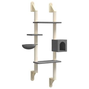 vidaXL Ansamblu pisici perete cu st&acirc;lp zg&acirc;riere, gri &icirc;nchis, 180 cm