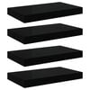 vidaXL Rafturi de perete, 4 buc., negru extralucios, 40x23,5x3,8 cm, MDF