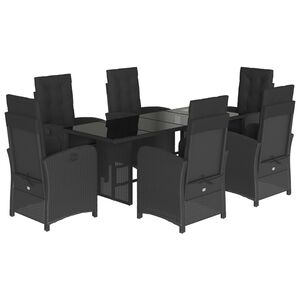 vidaXL Set mobilier de grădină cu perne, 7 piese, negru, poliratan