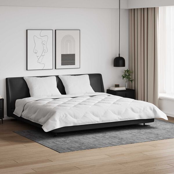 vidaXL Duvet de iarnă cu pernă 3 pcs Alb Microfibră