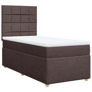 vidaXL Pat box spring cu saltea, maro &icirc;nchis, 90x190 cm, textil